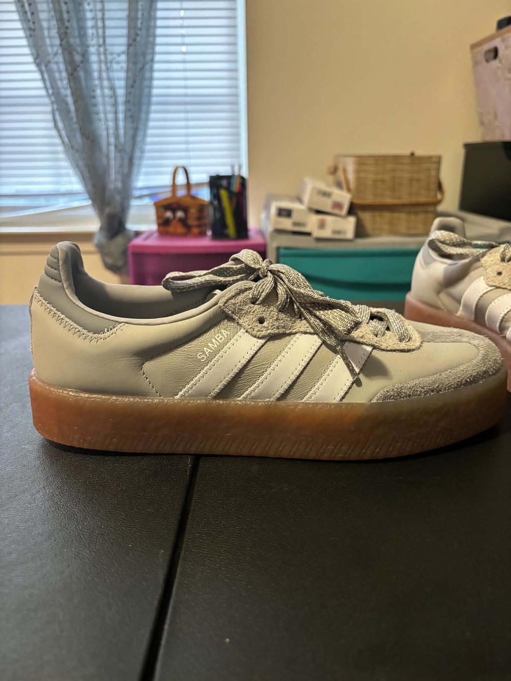 Adidas Samba Gum Sole Sneakers in Light Gray